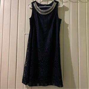 ROZ & Ali navy lace bling sleeveless dress-size 6